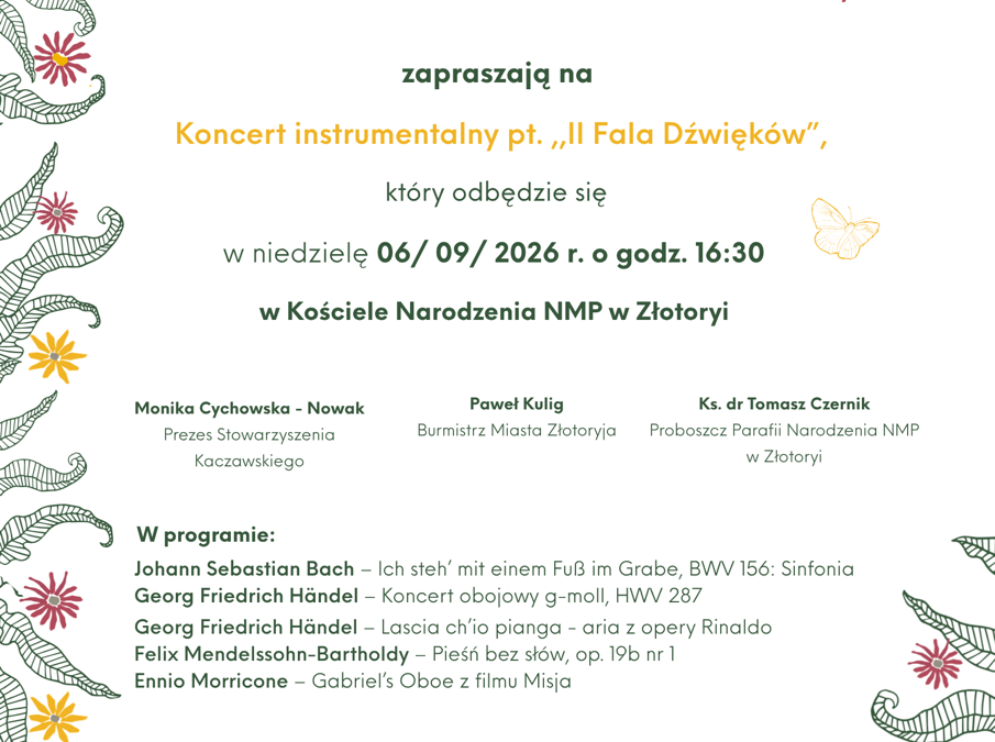 Zapraszamy na Koncert Instrumentalny „II Fala Dźwięków”